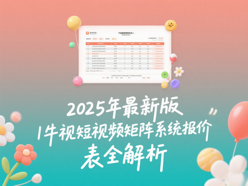 2025年最新版｜牛视短视频矩阵系统报价表全解析